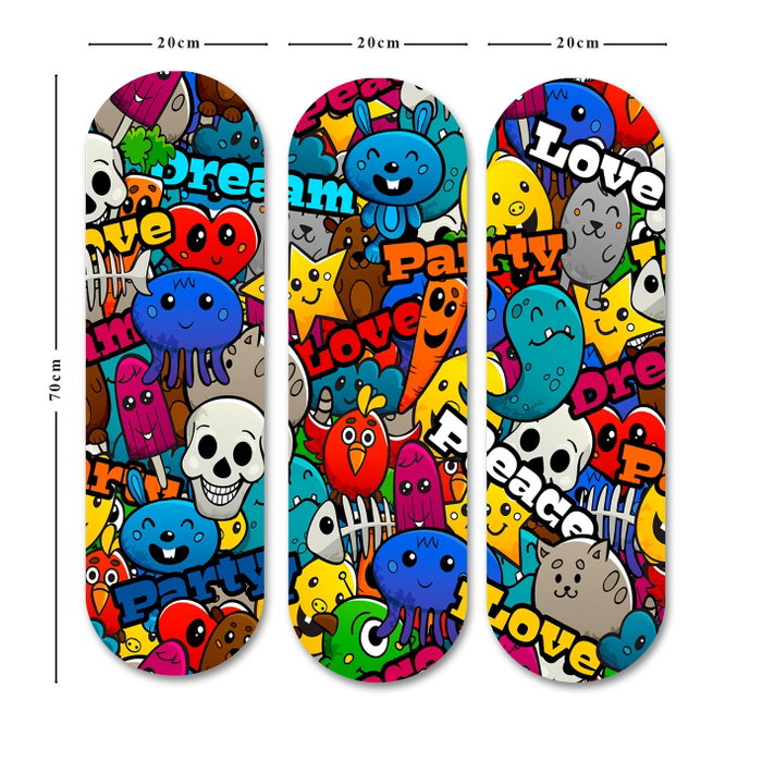 Wallity Cuadro Decorativo de MDF Multicolor (3 Piezas)